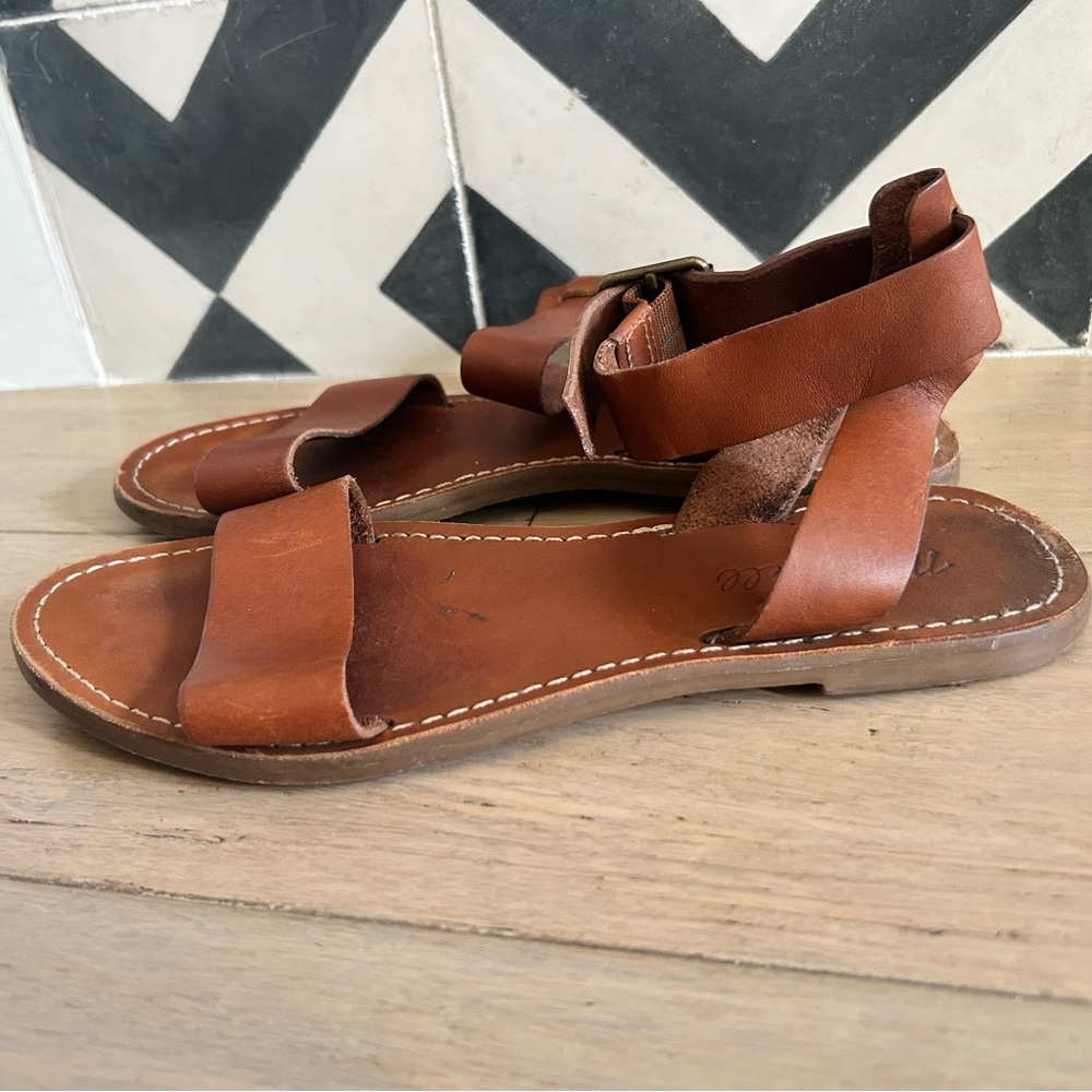 EUC Madewell The Boardwalk Ankle-Strap Sandal Tan Size 8